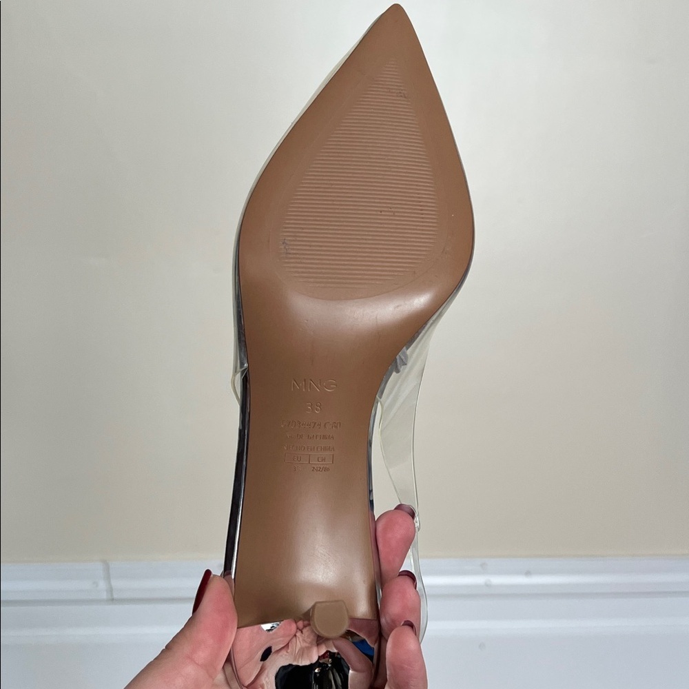 Mango Clear PVC Slingback Heels with Silver Accents - Picture 12 of 13